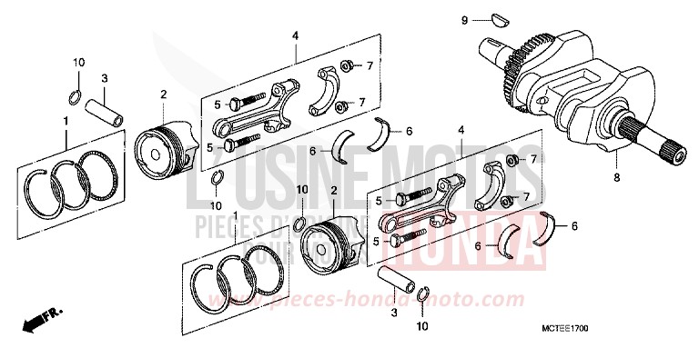 CRANKSHAFT/PISTON for Silver Wing DELTA BLUE METALLIC (PB358) from 2007